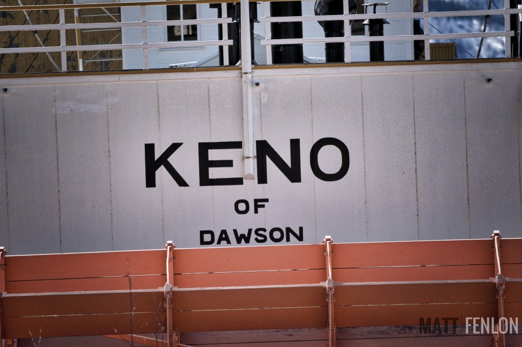 The restored SS Keno is maintained on the dry dock beside the Yukon river as a tourist attraction.