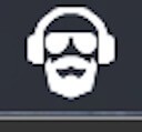 Icon showing a little bearded dude wearing sunglasses, and over-ear headphones. Icon for Bearded Spice for Mac.