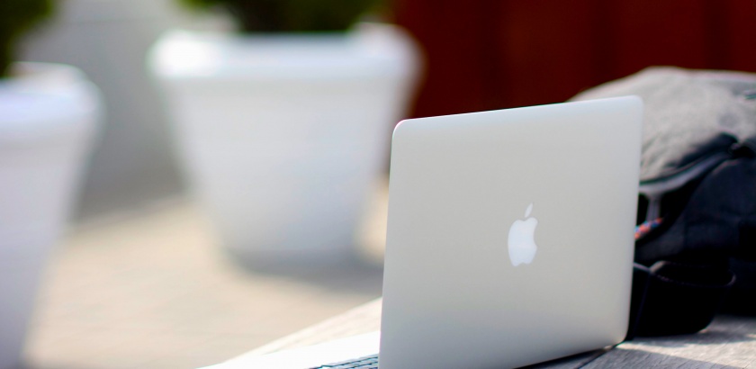 MacBook Air on a roof terrace in Toronto